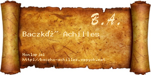 Baczkó Achilles névjegykártya